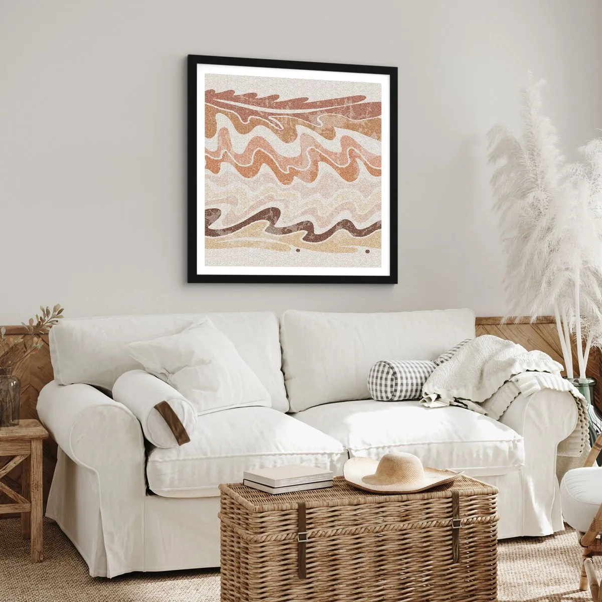 Pôster com moldura preta - Boa energia – boas emoções - 40x40 cm