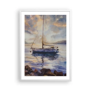 Pôster em moldura branca - Noite na baía - 50x70 cm