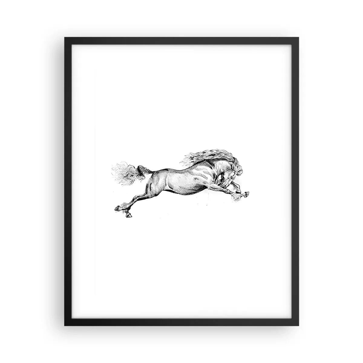 Pôster com moldura preta - Parado a galope - 40x50 cm