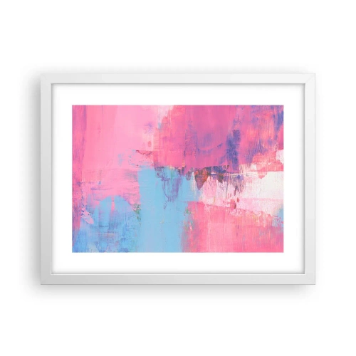 Pôster em moldura branca - Rosa, azul e uma pitada de luz - 40x30 cm