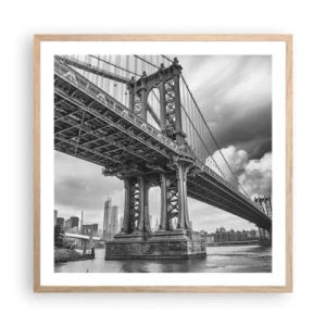 Pôster com moldura de carvalho claro - Ao coração da cidade - 60x60 cm
