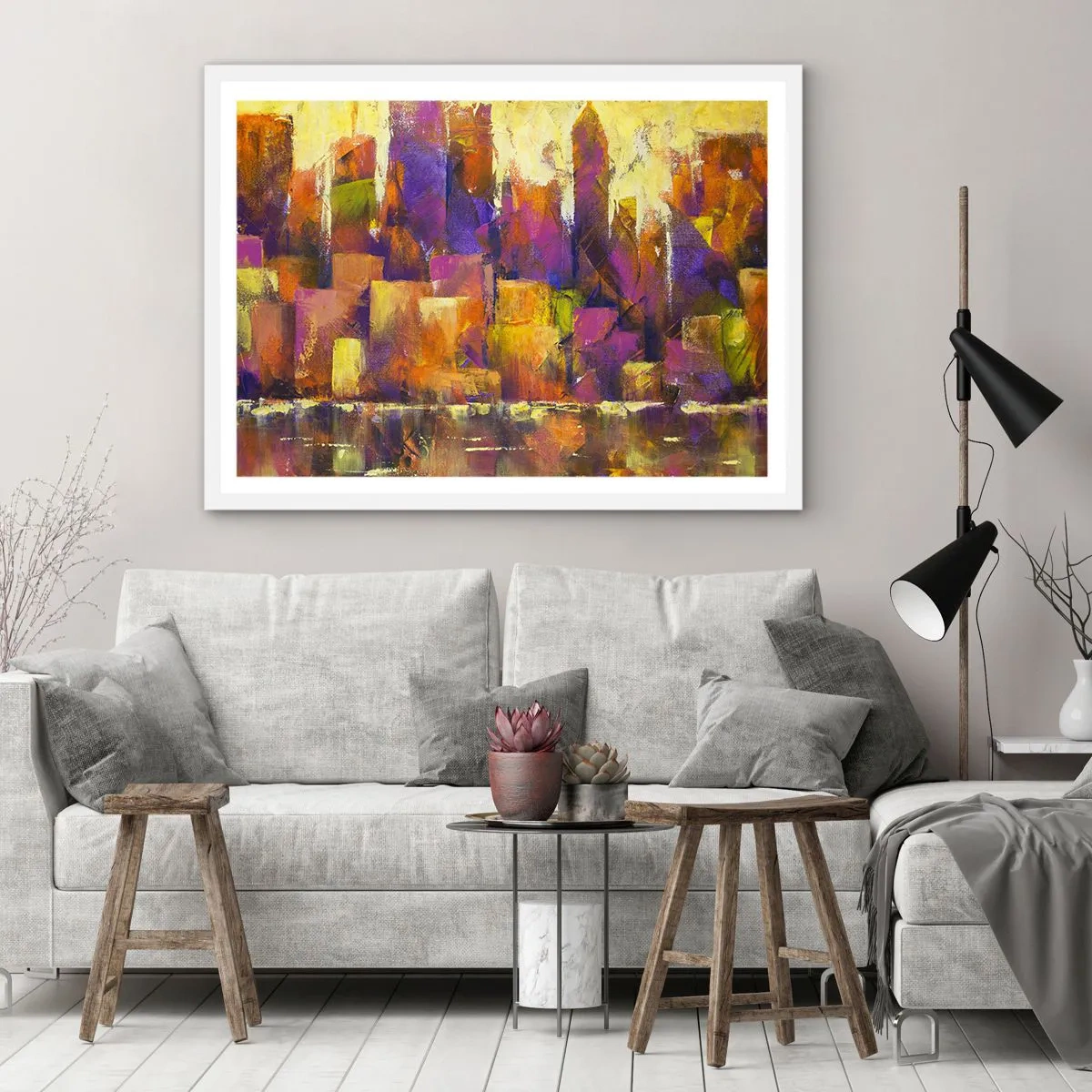 Pôster em moldura branca - Composição metropolitana - 40x30 cm