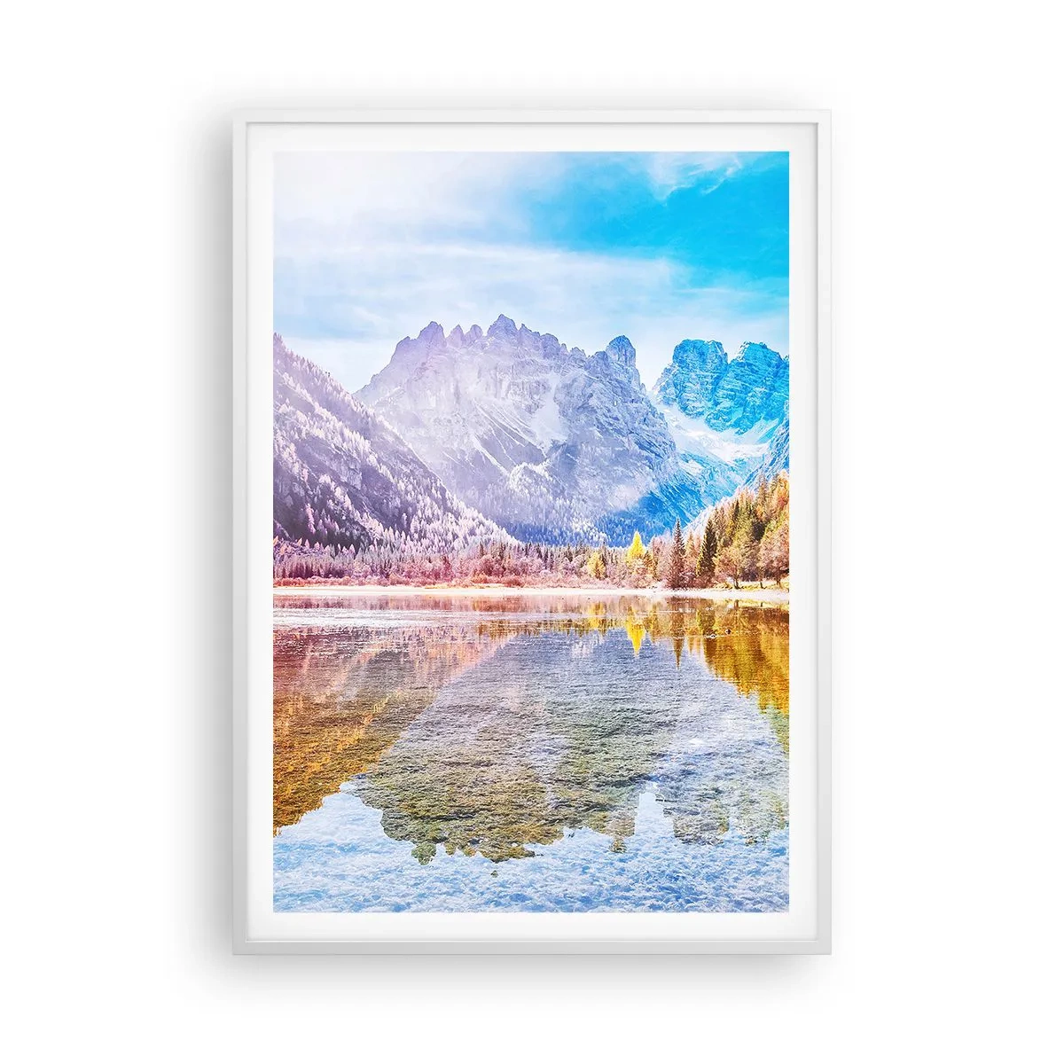 Pôster em moldura branca - E nas montanhas é outono - 70x100 cm