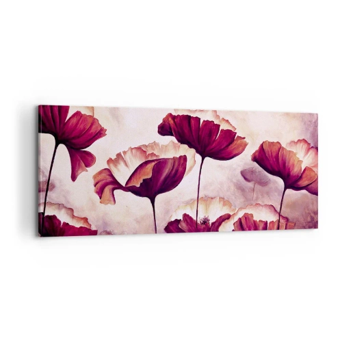 Quadro em tela - Pétala vermelha e branca - 100x40 cm