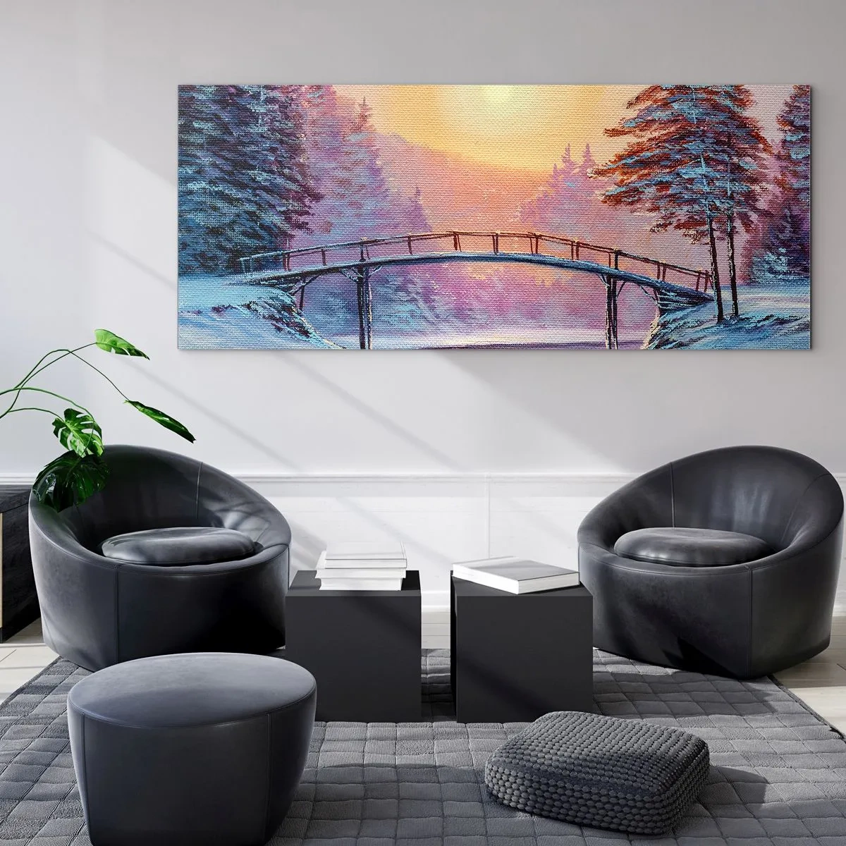 Quadro em vidro - Quatro estações - inverno - 120x50 cm