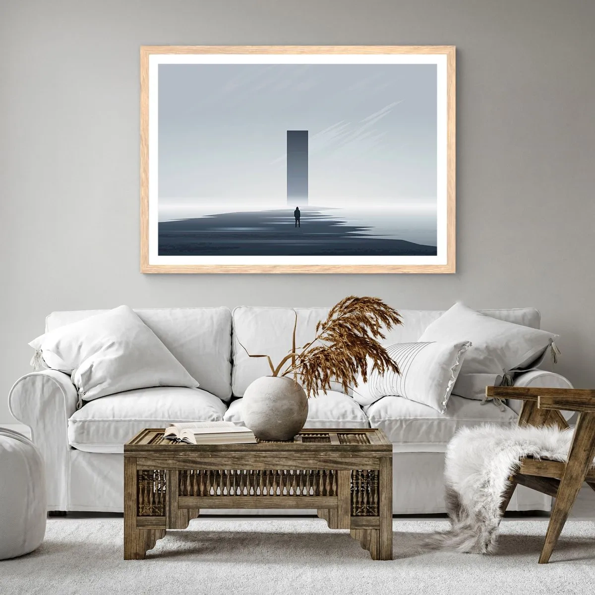 Pôster com moldura de carvalho claro - Oportunidade ou ameaça? - 50x40 cm