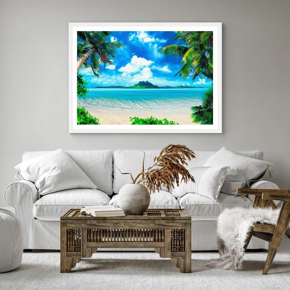 Pôster em moldura branca - O azul dos trópicos - 40x40 cm
