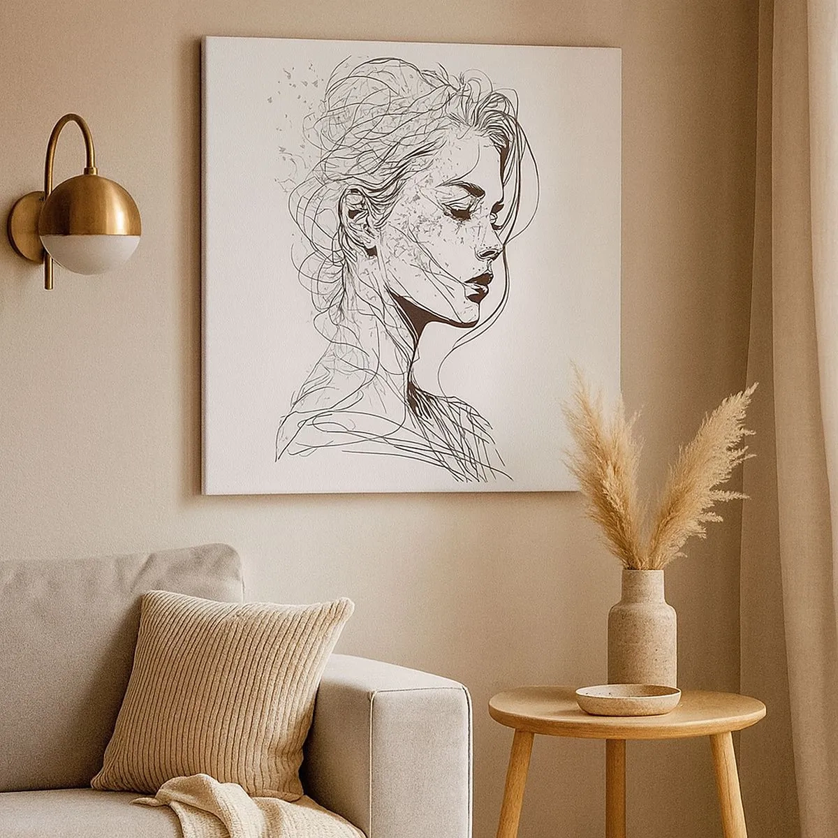 Quadro em tela - Retrato em pensamento - 30x30 cm