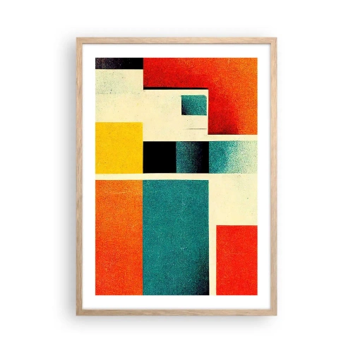 Pôster com moldura de carvalho claro - Abstração geométrica – boa energia - 50x70 cm