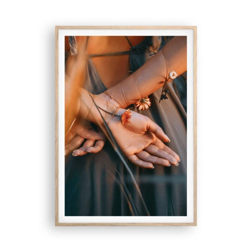 Pôster com moldura de carvalho claro - Ligada à natureza - 70x100 cm