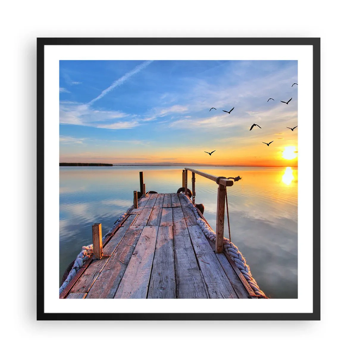 Pôster com moldura preta - Caminhando em direção ao sol - 60x60 cm