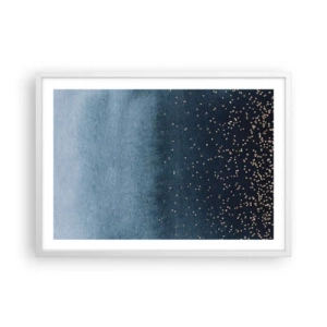 Pôster em moldura branca - Composição – fases azuis - 70x50 cm