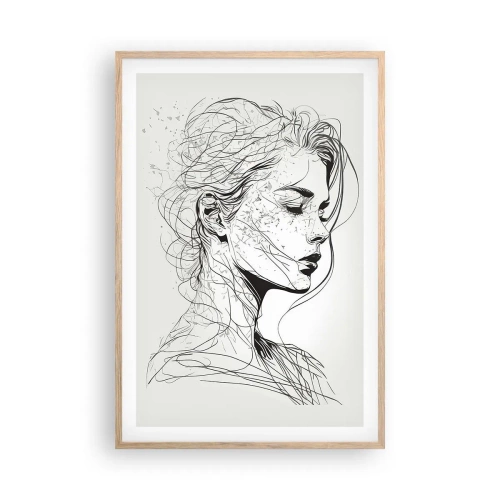 Pôster com moldura de carvalho claro - Retrato em pensamento - 61x91 cm