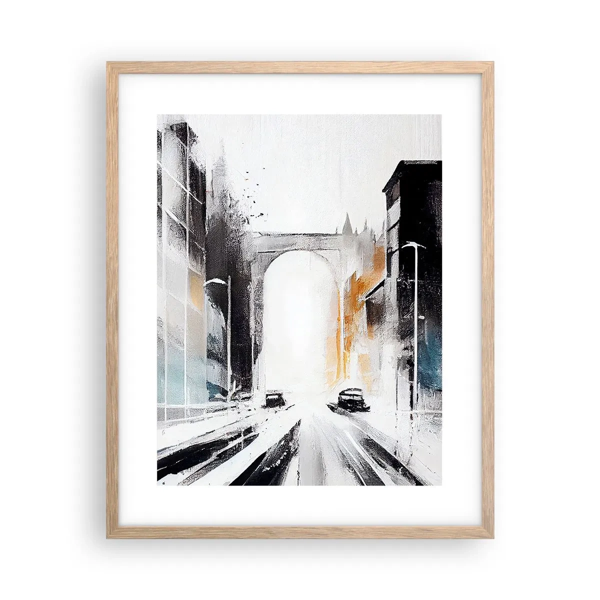 Pôster com moldura de carvalho claro - Estudo da cidade: arquitetura e movimento - 40x50 cm