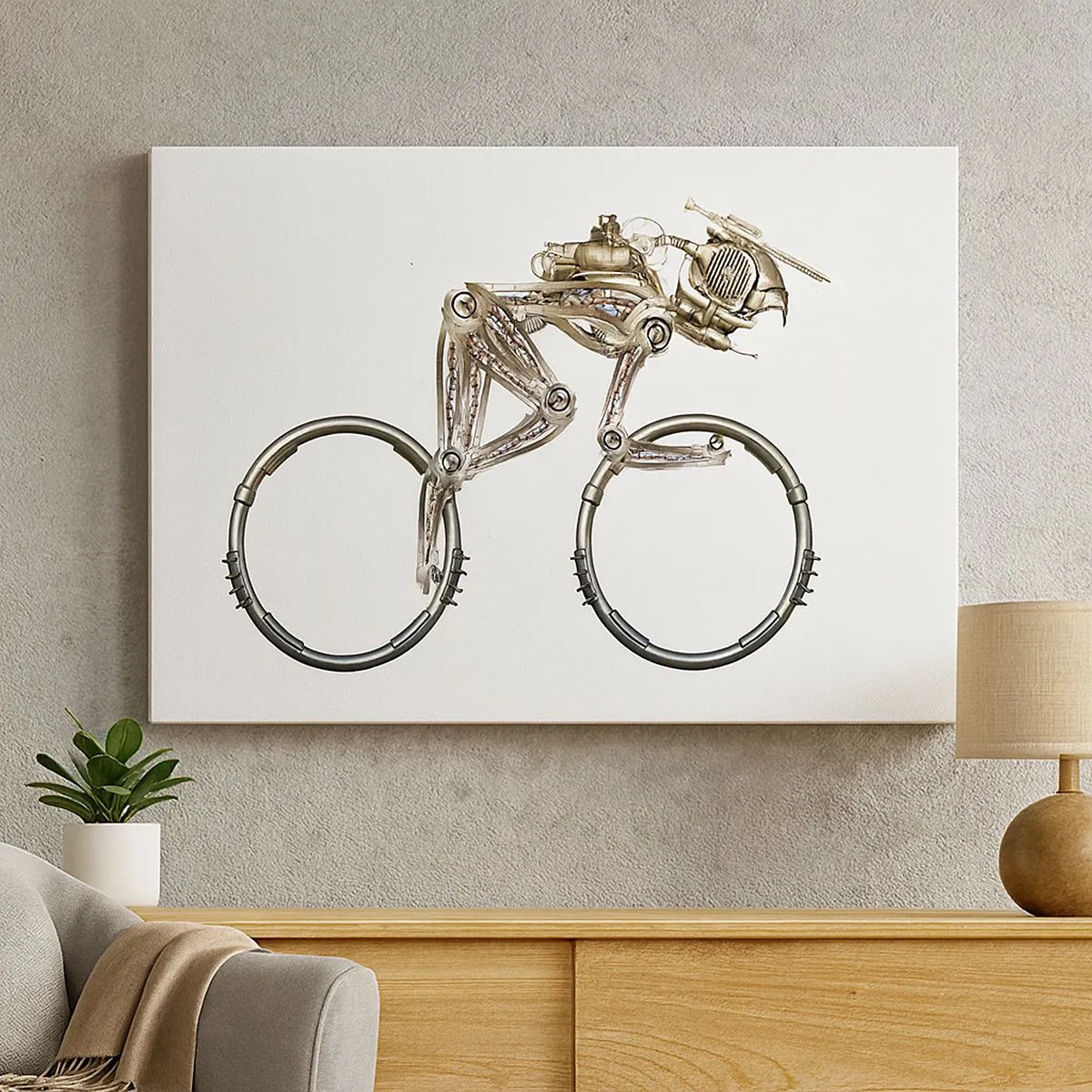 Quadro em tela - Uma bicicleta mecânica com design futurista - 70x50cm - Uma ótima máquina - Decoração de parede moderna para a sala de estar e quarto ARTTOR