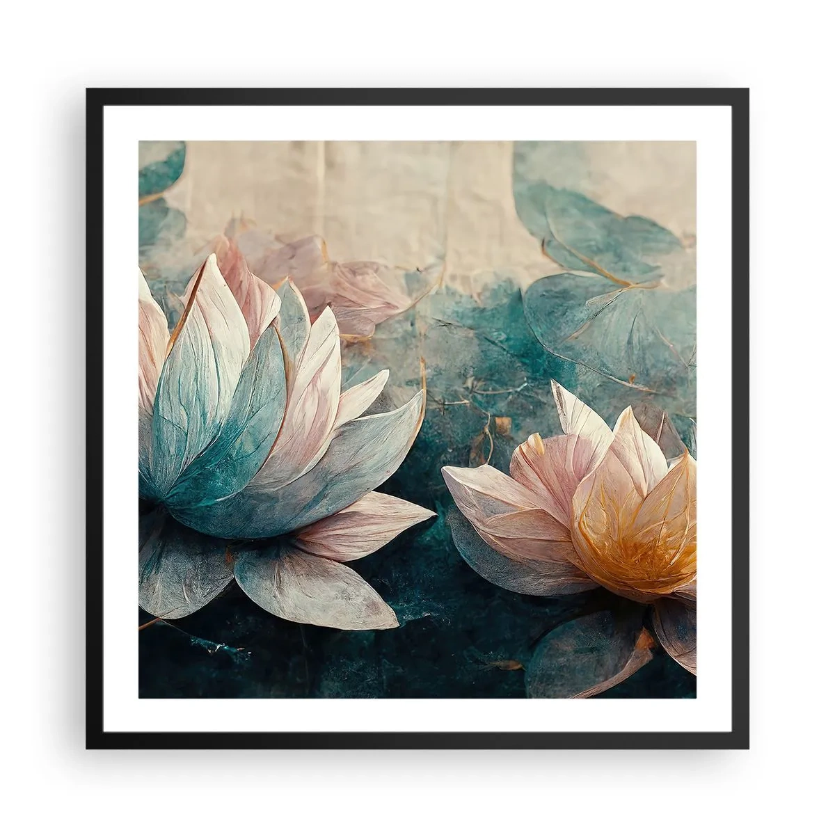 Pôster com moldura preta - Estrelas do lago - 60x60 cm