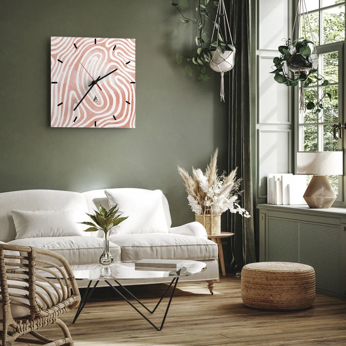 Relógio de parede - Relógio em vidro - No labirinto de corais - 40x40 cm