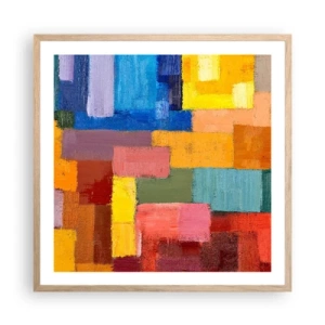 Pôster com moldura de carvalho claro - Cada um diferente, todos coloridos - 60x60 cm