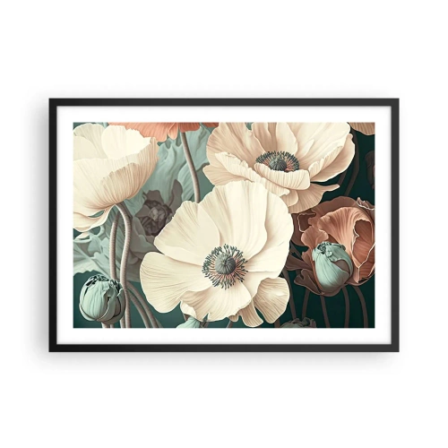 Pôster com moldura preta - O sussurro das papoulas - 70x50 cm