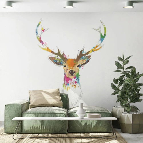 Papel de parede personalizado Premium Sand - Um cervo gentil banhado em cores - Abstração, Animais, Cervo