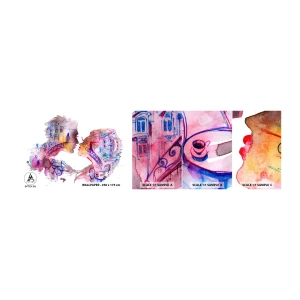 Amostra de papel de parede autocolante Deluxe Sticker - A ponte secreta dos suspiros - Abstração, Casal apaixonado, Arquitetura - 100x30 cm