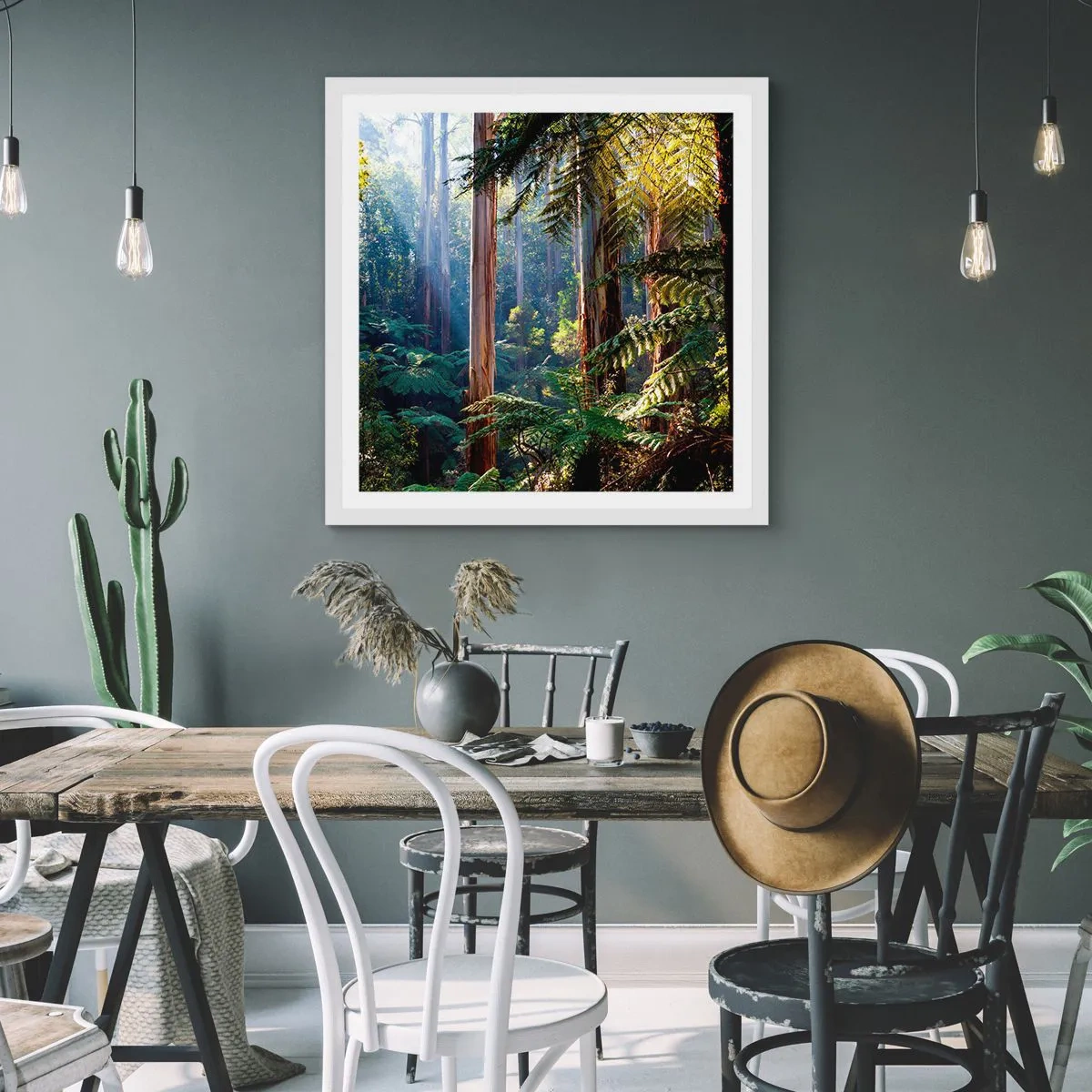 Pôster em moldura branca - Um conto de fadas da floresta - 60x60 cm