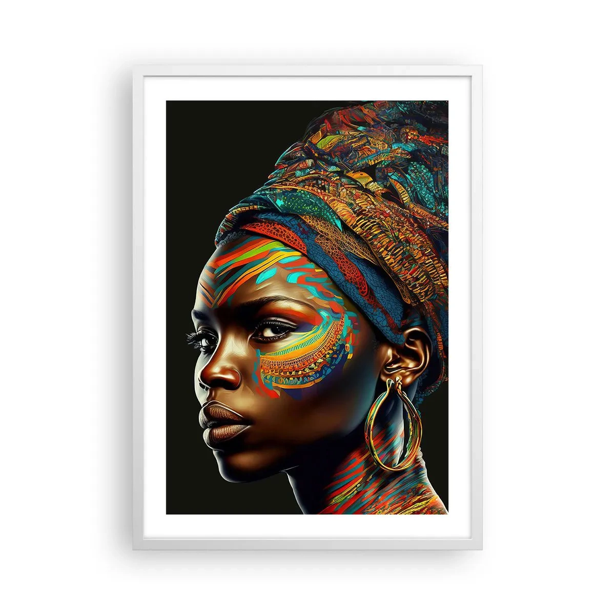 Pôster em moldura branca - Rainha africana - 50x70 cm