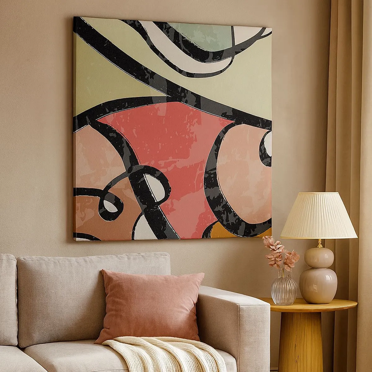 Quadro em tela - Piruetas entre cores - 30x30 cm