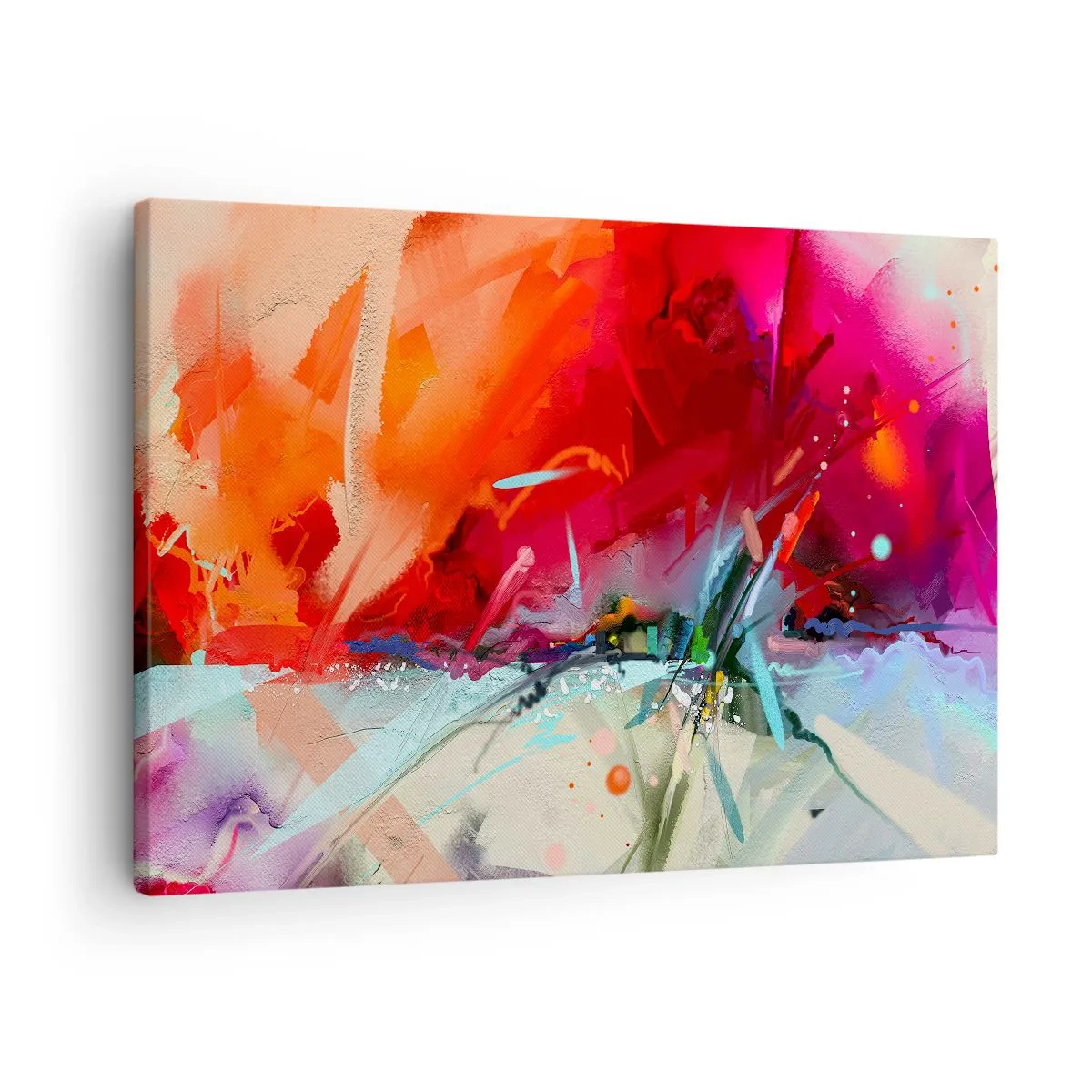 Quadro em tela - Paisagem abstrata em cores intensas - 70x50cm - Explosão de luzes e cores - Decoração de parede moderna para a sala de estar e quarto ARTTOR