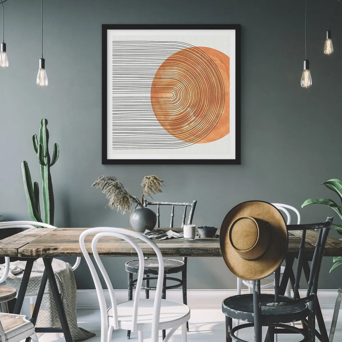 Pôster com moldura preta - Composição solar - 40x40 cm