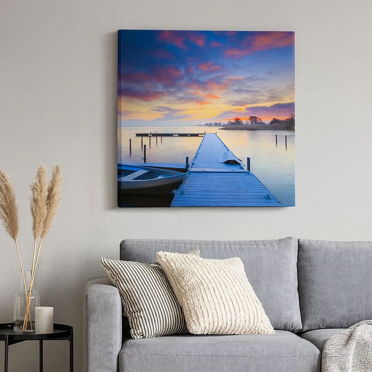 Quadro em tela - Paz violeta-dourada - 30x30 cm