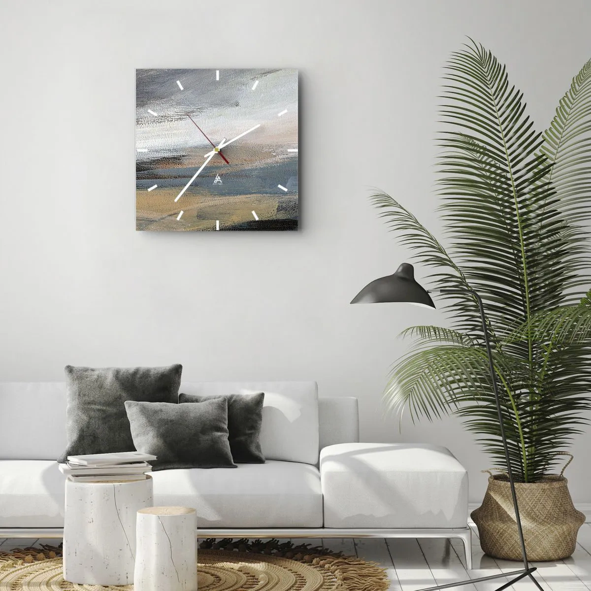 Relógio de parede - Relógio em vidro - Abstração: paisagem do norte - 30x30 cm