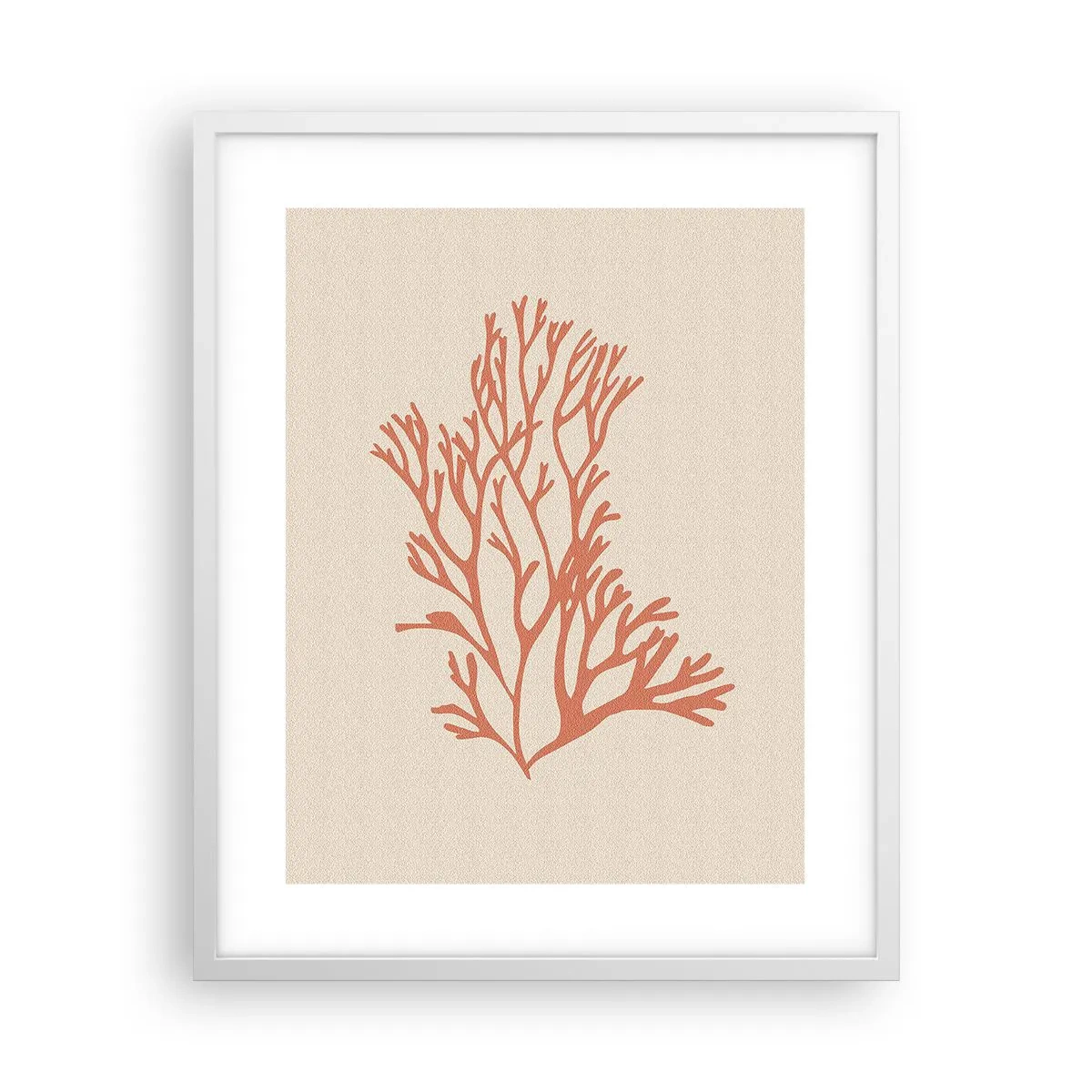 Pôster em moldura branca - Filigrana coral - 40x50 cm