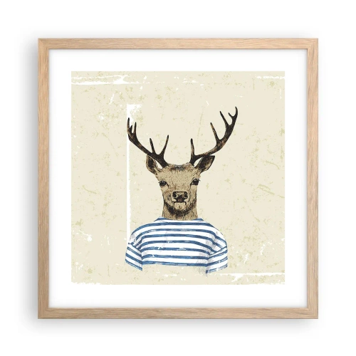 Pôster com moldura de carvalho claro - Porque eu gosto de camisas listradas! - 40x40 cm