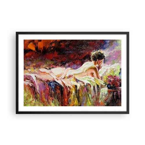 Pôster com moldura preta - Vênus pensativa - 70x50 cm