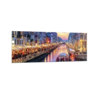 Quadro em vidro - Uma noite de luz e diversão - 140x50 cm