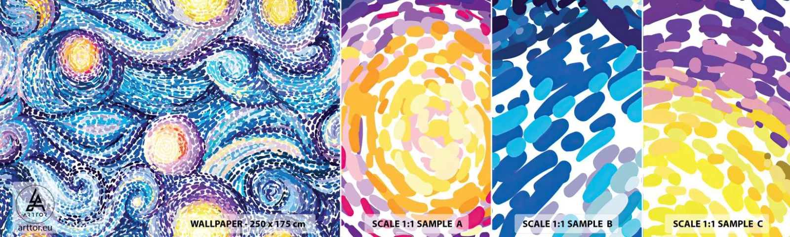 Amostra de papel de parede autocolante Deluxe Sticker - De um quadro de van Gogh - Abstração, Pedaço, Pintura - 100x30 cm