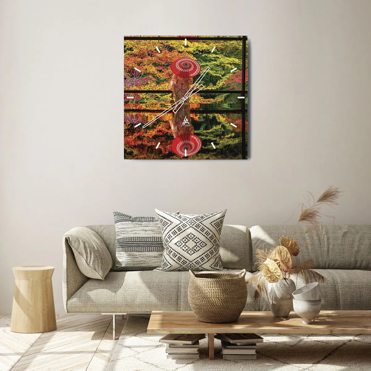 Relógio de parede - Relógio em vidro - No templo da natureza - 40x40 cm