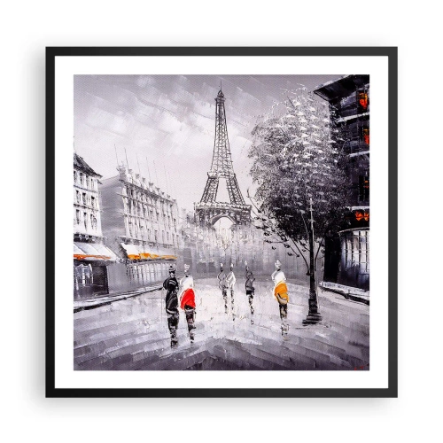 Pôster com moldura preta - Passeio em Paris - 60x60 cm