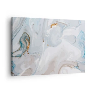 Quadro em tela - Ondas abstratas em tons de azul e branco - 70x50cm - Branco elevado - Decoração de parede moderna para a sala de estar e quarto ARTTOR