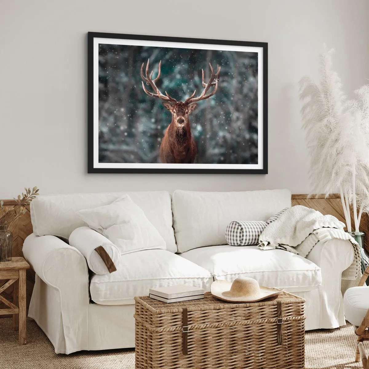 Pôster com moldura preta - O rei coroado da floresta  - 100x70 cm