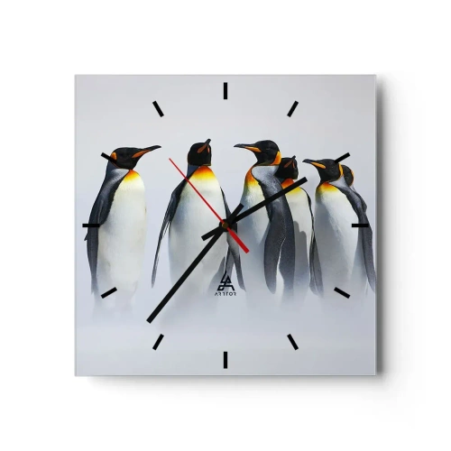 Relógio de parede - Relógio em vidro - Reunião em traje de gala - 30x30 cm