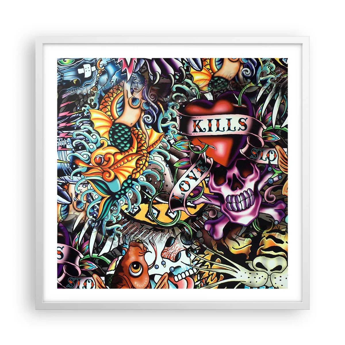 Pôster em moldura branca - O sonho do tatuador - 60x60 cm