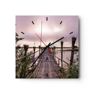 Relógio de parede - Relógio em vidro - Paz e tranquilidade da Ásia - 40x40 cm