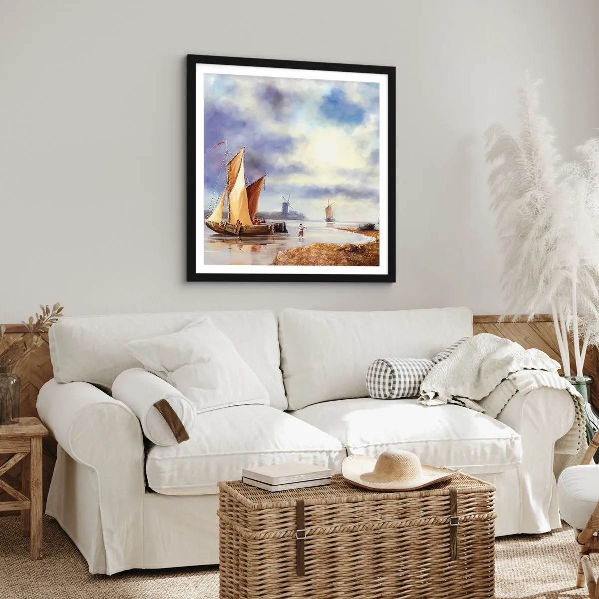 Pôster com moldura preta - O regresso dos marinheiros - 50x50 cm