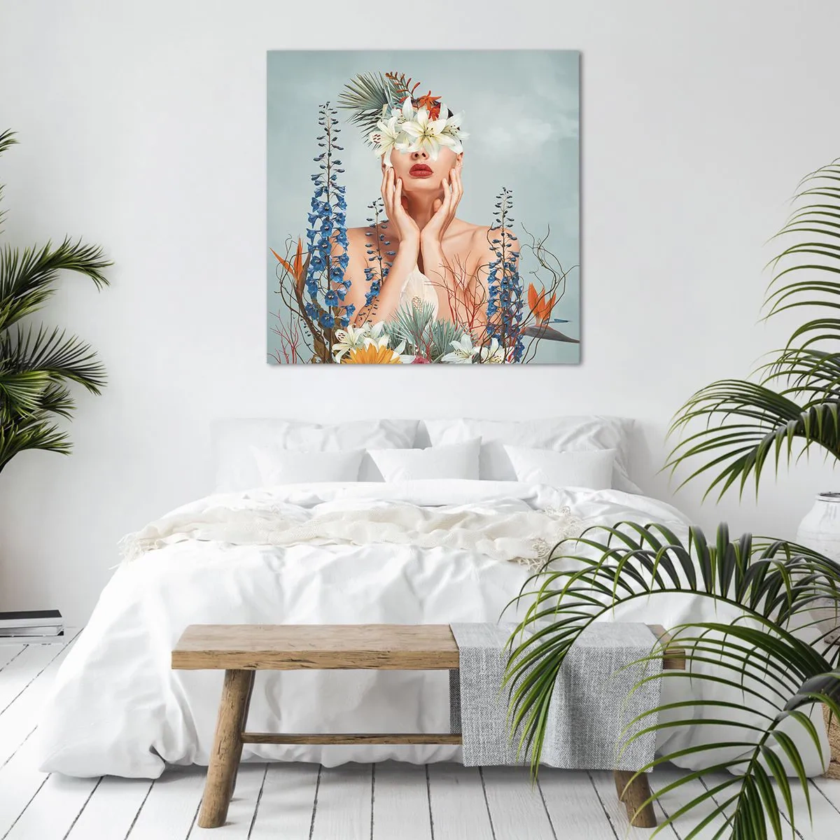 Quadro em tela - Mulher – flor - 30x30 cm