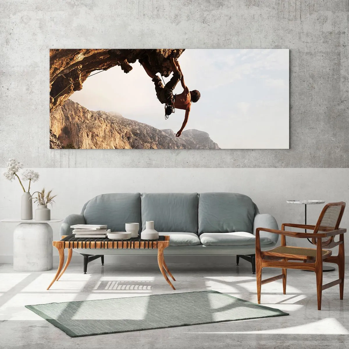 Quadro em vidro - O mundo encolhido num punhado de rochas - 100x40 cm