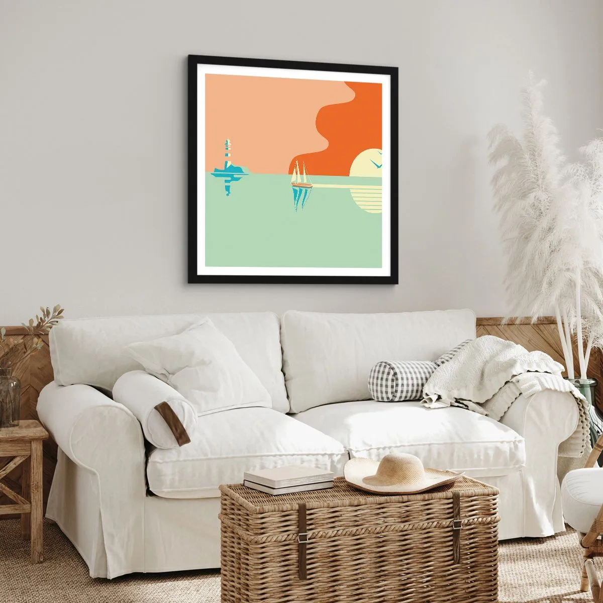 Pôster com moldura preta - Uma paisagem marítima perfeita - 60x60 cm