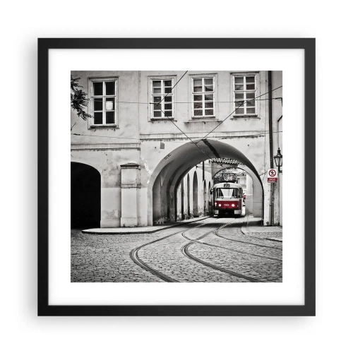 Pôster com moldura preta - Através do labirinto urbano - 40x40 cm