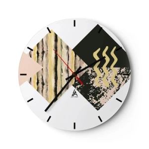 Relógio de parede - Relógio em vidro - Motivo abstrato com formas e padrões geométricos - 30x30cm - Não é tão simples assim - Decoração de parede moderna para a sala de estar, cozinha e quarto ARTTOR